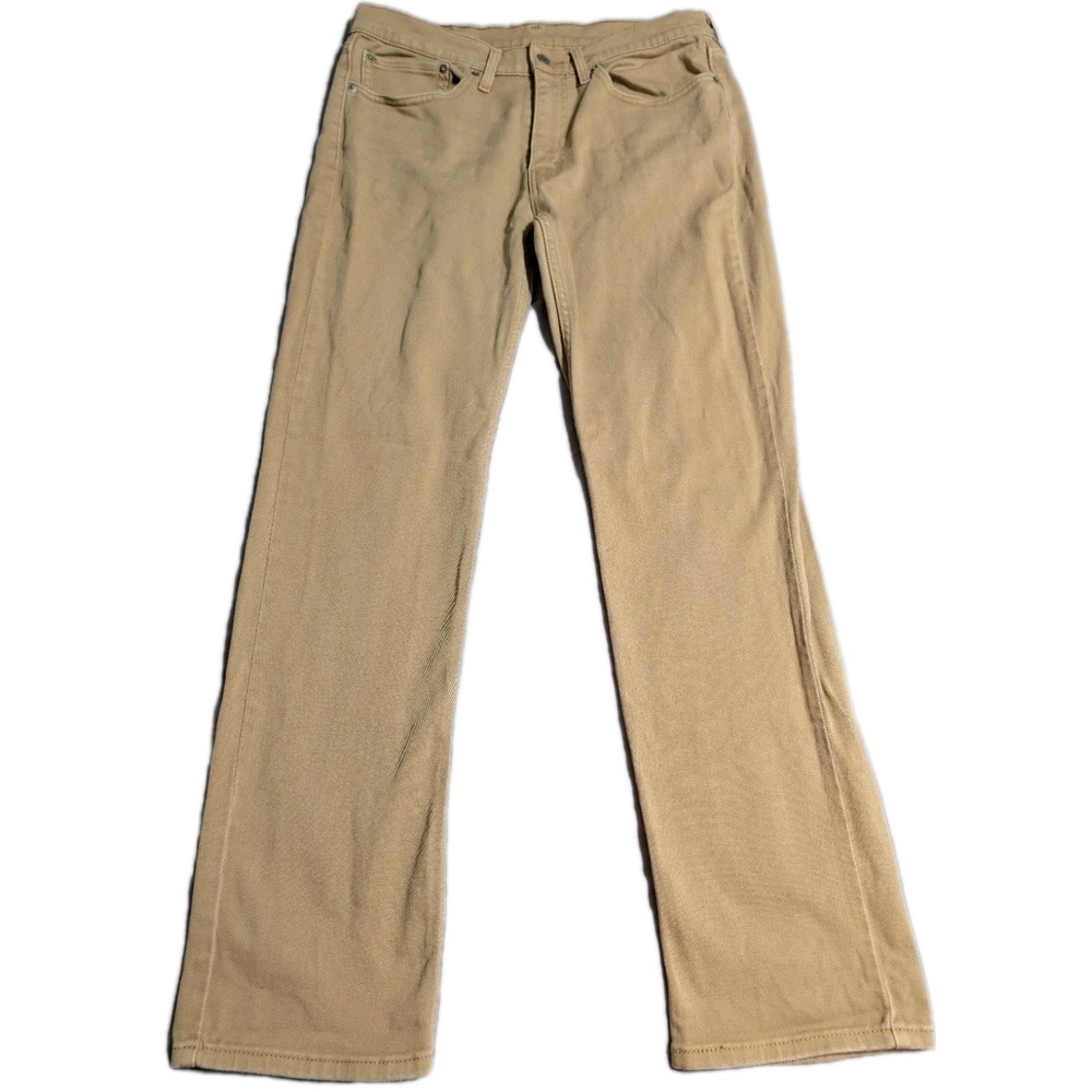 Levis 514 Straight Fit‎ Pants Mens 34x34 Khaki Tan Twill 5 Pocket Casual